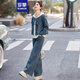 羅蒙新中式牛仔時(shí)尚套裝女2024年秋季洋氣小個(gè)子連帽休閑衛(wèi)衣三件套潮 圖片色 XL （建議121-130斤）
