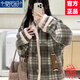 莫代爾羊羔絨外套女2025春秋冬新款加絨加厚女裝寬松韓版學(xué)生羊羔毛棉衣 綠色 M