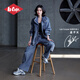 Lee Cooper/李庫珀 【孟子義同款】翻領(lǐng)情侶款女春牛仔夾克外套男 藍色  M 