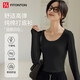FitonTon打底衫女秋冬款純棉圓領(lǐng)上衣正肩修身露臍T恤洋氣百搭內搭衣服