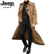 JEEP SPIRIT2025春秋款男款風(fēng)衣超長(zhǎng)款時(shí)尚薄款無(wú)里布外套過(guò)膝風(fēng)衣男士風(fēng)衣 卡其色 (無(wú)里布) M (140-160斤)