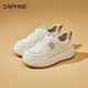 達(dá)芙妮;DAPHNE真皮厚底板鞋2025春季新款百搭增高小白鞋女運(yùn)動(dòng)休閑系帶學(xué)生女鞋 米白 37