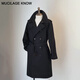 MUCILAGEKNOW輕奢男裝秋冬中長(cháng)款戰壕風(fēng)衣男雙排扣時(shí)尚男士外套商務(wù)百搭大衣男 黑色 2XL
