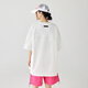 GOLFCROSS男女同款簡(jiǎn)約純色字母logo鋼印純棉落肩短袖t恤 白色 2XL 