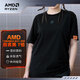 AMD RYZEN短袖t恤上衣 電競游戲周邊 極客生活logo青年學(xué)生情侶 休閑半袖 極客黑 L