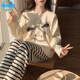 淘可夢可愛睡衣女士春秋季2025年新款夏天可外穿薄款一體長袖家居服套裝 小熊 M 80-100斤