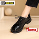 女士小皮鞋女英倫風(fēng)平底樂(lè )福鞋2025新款春秋軟皮系帶休閑單鞋漆皮 黑色亮光 35