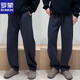羅蒙（ROMON）2025春季簡(jiǎn)約潮流彎刀休閑褲男寬松百搭香蕉褲直筒闊腿衛褲 深灰色 【款】 加絨 L 【125-145斤】