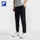 FILA 斐樂官方男士針織長褲2025夏季新款健身運(yùn)動基礎(chǔ)防曬直口褲 深黑-BK L 175/84A/L