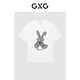 GXG男裝 多色圓領(lǐng)短袖T恤兔子老花圖案 夏季新款 白色 M