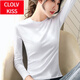 ClolvKiss純棉半高領(lǐng)打底衫女長(cháng)袖2025新款春秋裝修身t恤薄款內搭秋上衣T恤 白色 半高領(lǐng)長(cháng)袖 XL 108-120斤