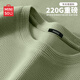 名創(chuàng)優(yōu)品（MINISO）華夫格長(zhǎng)袖t恤男220G重磅圓領(lǐng)春秋季耐磨抗皺打底衫 棕櫚綠 XL 