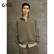 GXG男裝 商場(chǎng)同款衛衣拉鏈開(kāi)衫側邊織帶長(cháng)袖上衣 25春G25X311002 棕黃色 M