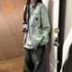 派吉鯊美式復古學院風綠色工裝外套女2025春季新款小個子棒球服工裝上衣 【綠色】 春秋chic外套/獨特別致 S 【建議80-90斤】