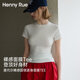 Henny Rue女士短袖女莫代爾裸感圓領(lǐng)緊身面膜T恤衫女春夏純色高彈打底上衣 云朵白 M （建議80-105斤）