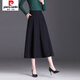 皮爾卡丹（pierre cardin）冬季新款高腰顯瘦氣質(zhì)a字傘裙蓬蓬裙卡其色中長(cháng)款半身裙女 KFY-90366黑色春秋長(cháng)款 XL 109-118斤