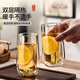 青蘋(píng)果雙層玻璃杯家用耐高溫泡花茶杯子客廳辦公室隔熱防燙水杯套裝 耐熱雙層玻璃杯2只