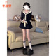 乖甜星韓系學(xué)院風(fēng)長(cháng)袖上衣套裝女早秋小個(gè)子甜辣妹T恤收腰百褶半身短裙 長(cháng)袖上衣 單件-送披肩 M 【建議95-105斤】