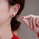 米蔓（MIMORE）S925銀紅瑪瑙四葉草耳釘女時尚潮流高級感氣質(zhì)耳飾養(yǎng)耳洞免摘防堵