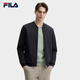 FILA 斐樂官方男裝梭織外套2025春新款時尚簡約休閑基礎棒球領夾克男 正黑色-BK XL 180/100A/XL