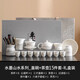 瀾春江羊脂玉功夫輕奢高檔茶具套裝白瓷泡茶壺茶杯家用辦公室伴手禮盒裝 水墨山水-蓋碗+茶壺+六君子 15件 【高檔禮盒裝】