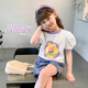 左西女童短袖T恤兒童夏裝2025新款女孩夏季上衣洋氣潮 【柔軟】白色 -泡泡袖 -VNY232584 140 cm 建議身高140cm左右