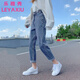 樂雅秀高腰牛仔褲女春夏季裝新款顯瘦2025新款寬松直筒老爹哈倫蘿卜褲子 復(fù)古藍(lán) M 【建議95-110斤左右】