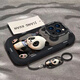 帥璽（SHUAIXI） 適用蘋果14/pro/max手機(jī)殼 iPhone14plus全包硅膠創(chuàng)意高級新款網(wǎng)紅卡通泡芙軟殼奶茶熊貓男女 【黑色】喝奶熊貓黑-贈膜+指環(huán) 蘋果14plus