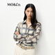 MO&Co.襯衫2025春新品洗舊漸變格紋潑墨斑駁印花寬松棉質(zhì)MBE1SHT021 黑白格色 S 160