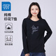 真維斯（Jeanswest）【商場(chǎng)同款】女裝2025春季新款 時(shí)尚個(gè)性繡花圓領(lǐng)長(cháng)袖純棉T恤女JW 寶藍色8680 M 160/84A