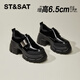 星期六;ST&SAT6.5cm厚底樂福鞋女真皮2025新款春秋粗跟時尚皮鞋英倫風復古單鞋 黑色 跟高6.5cm 37