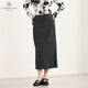 佳人苑半身裙女2025年春季新款高腰側邊隱形拉鏈設計裙擺增加開(kāi)叉元素 黑米 M