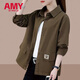 愛(ài)麥依工裝短款外套女春秋季2025新款復古減齡休閑寬松百搭夾克上衣 焦糖色 L (建議100斤-115斤)