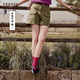 Teenie Weenie小熊女裝短褲2025年夏季新款復(fù)古簡(jiǎn)約學(xué)院通勤工裝褲 軍綠色 S