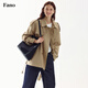 fano studios范洛Fano復(fù)古老錢風(fēng)短活頁(yè)肩章可拆卸經(jīng)典短款風(fēng)衣外套女 卡其色第二批 S