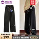 WYBT官方品牌休閑褲男2025新款潮流百搭直筒寬松闊腿運(yùn)動(dòng)大碼衛(wèi)褲 黑色 XL (130-145斤)