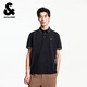 杰克·瓊斯（JACK&JONES）夏季翻領時尚潮流領口條紋拼色刺繡圖案款POLO衫男裝225206027 E40黑色 常規(guī) XL