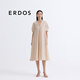 ERDOS【真絲】25春夏優(yōu)雅短袖大擺V領(lǐng)寬松A字長(cháng)裙女連衣裙 淺卡其 S 160/80A