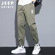 JEEP SPIRIT吉普褲子男春夏季男士休閑褲男褲薄款束腳工裝九分褲潮流運動褲