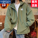莫代爾工裝外套女2024秋冬季新款加絨加厚棉服寬松時尚運動百搭學(xué)生棉襖 綠色-加絨 加厚 M -95-110斤