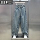 JEEP SPIRIT日系牛仔褲男2025春秋新款舒適百搭寬松直筒闊腿美式高街休閑 藍色 GK N021 M 120-135斤