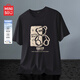 名創(chuàng)優(yōu)品（MINISO）冰絲t恤男速干圓領(lǐng)半袖大碼男裝胖子加肥加大短袖男涼感透氣衣服 黑色(哈尼熊) 5XL (體重230-260斤左右)