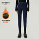 深呼吸DEEP BREATH女裝修身高腰火山巖加絨休閑小腳牛仔長(cháng)褲女A100278 深藍 M (3)