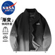 NASA MARVEL夾克男外套春秋季美式立領(lǐng)潮流舒適漸變休閑寬松情侶裝 黑色 XL