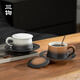 三物 靈悅咖啡杯子高顏值情侶對杯精致漸變色陶瓷茶杯下午茶水杯 靈悅咖啡杯對杯_焦糖+墨白