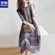 羅蒙（ROMON）刺繡雪紡連衣裙女2025春季新款時(shí)尚韓系顯瘦休閑百搭高檔氣質(zhì) 紫色 M