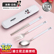 旗豐304不銹鋼筷子勺子叉子套裝獨立便攜餐具兒童中小學(xué)生上學(xué)上班族 白色米奇（筷子+勺子+叉子）