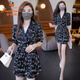 金狐貍碎花連衣裙套裝女夏季2025新款收腰顯瘦時(shí)尚西裝短褲裙子兩件套 字母 M 【80-100斤】