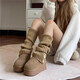 JIOESC美拉德襪套女堆堆襪套秋冬針織腿套日系辣妹穿搭護腿保暖中筒襪套 駝色 1雙 均碼 40cm