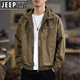 JEEP SPIRIT春季美式復古飛行員夾克男寬松潮流痞帥休閑春秋新款男士工裝外套 咖啡色 L 合適重130-145斤